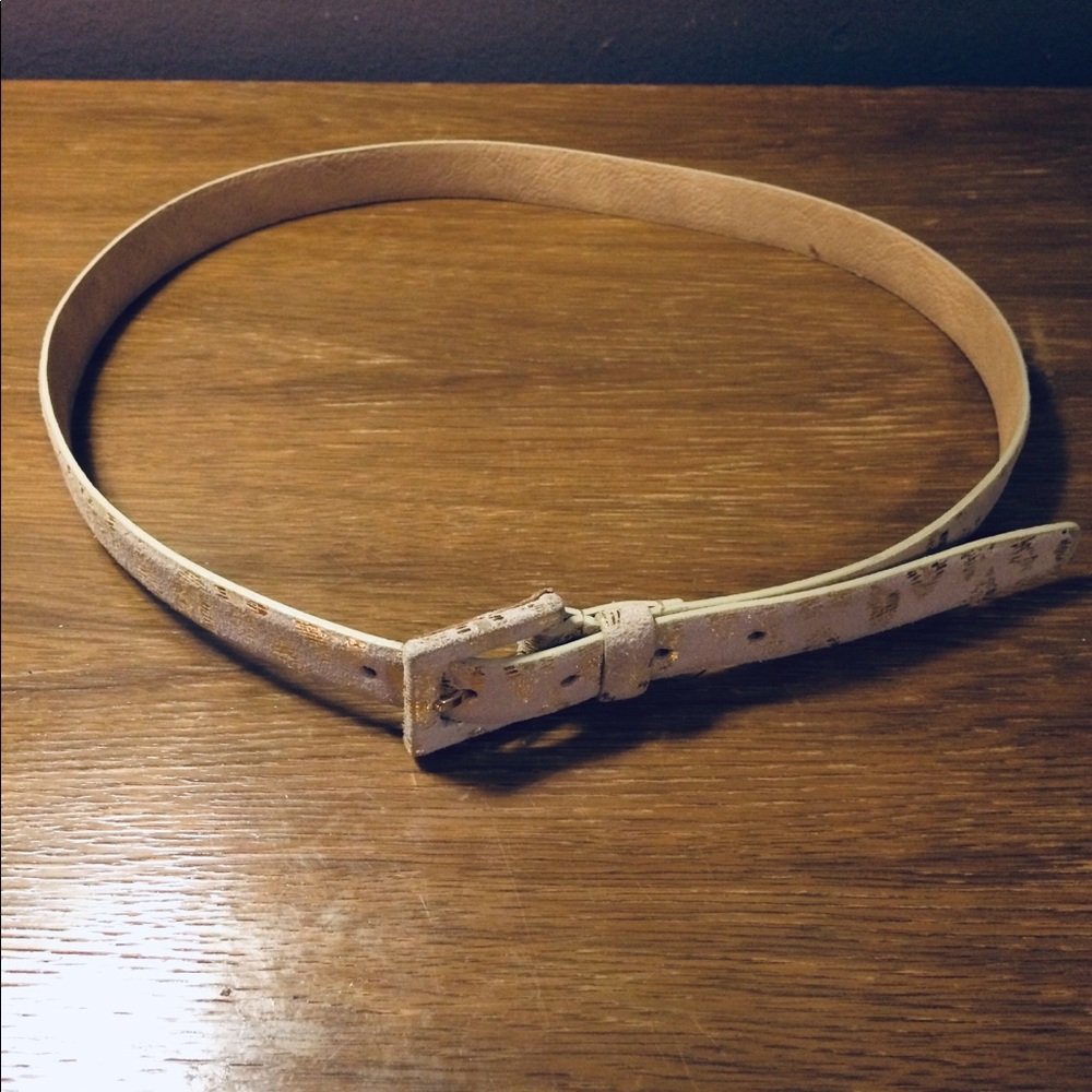 Vince Camuto Ivory Gold Leather Belt sz L